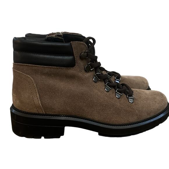 NWOT Aquatalia Liviana Taupe Suede Weatherproof Leather Hiker Boots Sz 8.5 - Picture 2 of 7